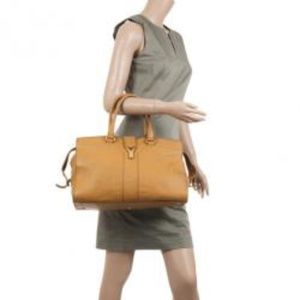 100% Authentic Yves Saint Laurent Yellow Calfskin Leather Cabas Bag